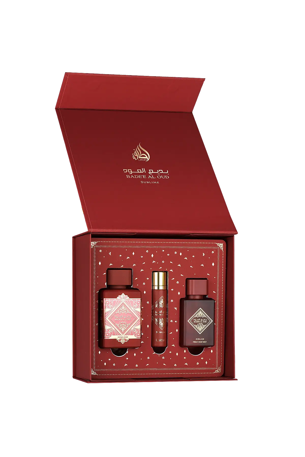 Lattafa  Badee Al Oud Sublime Gift Set 100 Ml + 12 Ml + 50 Ml Hairmist Unisex Set - 1