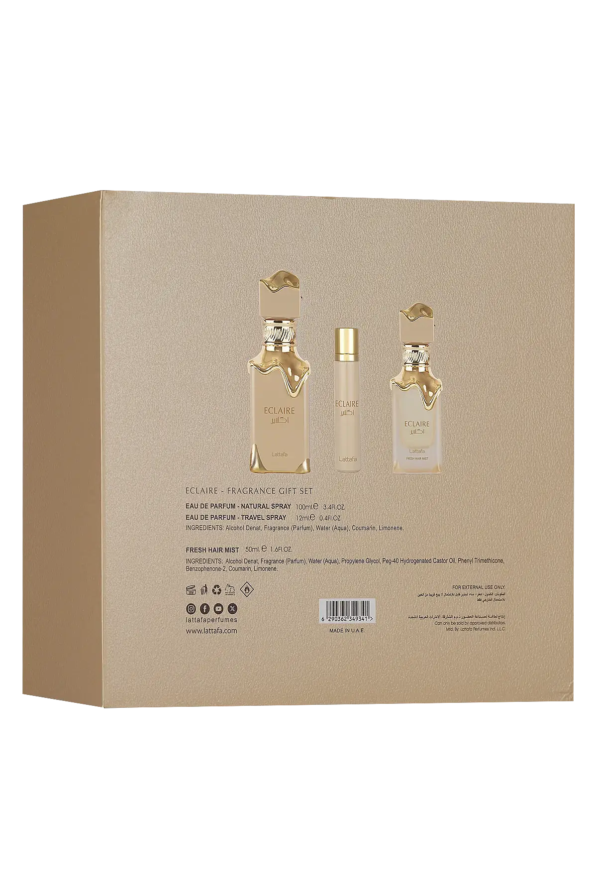 Lattafa Eclaire Gift Set 100 Ml + 12 Ml + 50 Ml Hairmist Kadın Set - 3