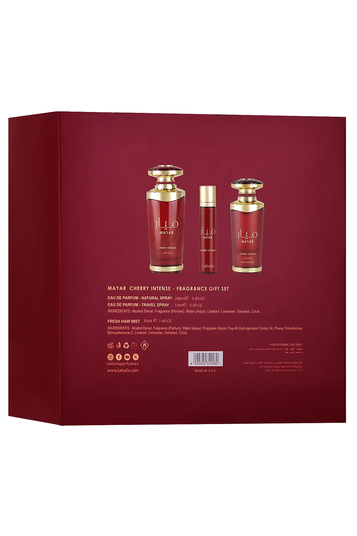 Lattafa Mayar Cherry Intense Gift Set 100 Ml + 12 Ml + 50 Ml Hairmist Kadın Set - 3
