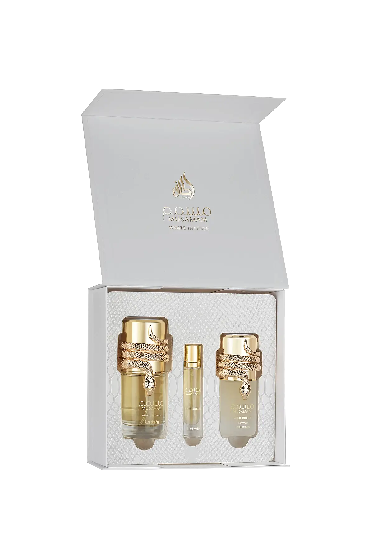 Lattafa Musamam White Intense Gift Set 100 Ml + 12 Ml + 50 Ml Hairmist Unisex Set - 1
