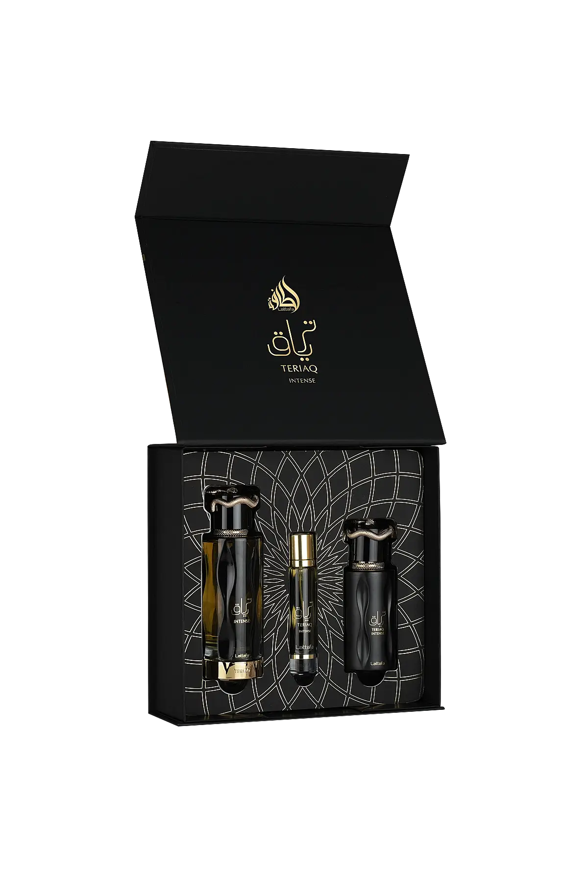 Lattafa  Teriaq Intense Gift Set 100 Ml + 12 Ml + 50 Ml Hairmist Unisex Set - 1